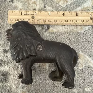 Original Antique Cast Iron Lion Still Bank 5” Pebbled Quilted Pattern - Picture 1 of 14