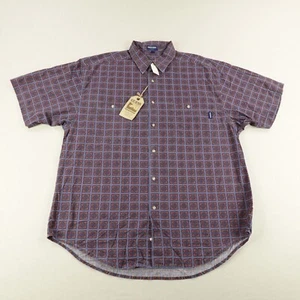 Vintage Guess Shirt Mens XL Blue Red Floral Plaid Button Up Deadstock 90s NEW - Picture 1 of 11