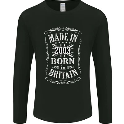 Born In Britain 22nd Birthday Made 2003 Mens Long Sleeve T-Shirt - Image 1 of 2
