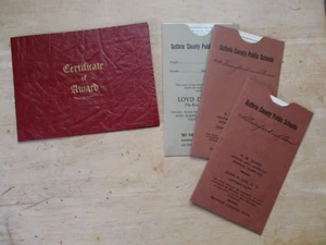 Three 1930's Report Cards & Certificate of Award Guthrie Co. Public Schools Iowa - Picture 1 of 7