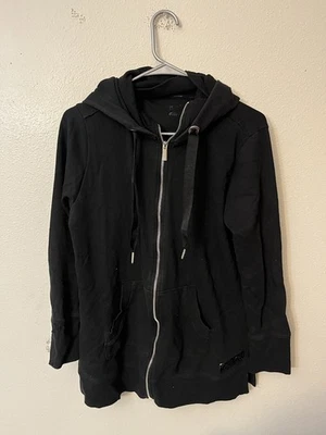 Calvin Klein Performance Fleece Hoodie Womens Medium Black Logo Stripe Full Zip - Image 1 of 4