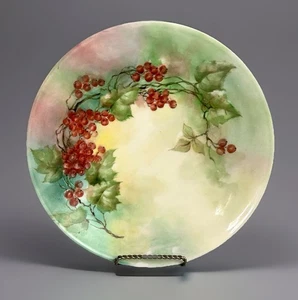 Antique T&V Tressemann Vogt Limmoges France Plate 9.25” Hand Painted Red Currant - Picture 1 of 19