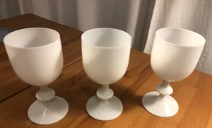 Lot of 3 Portieux Vallerysthal White Opaline Glass Water Goblet | France 6.5 In - Picture 1 of 8