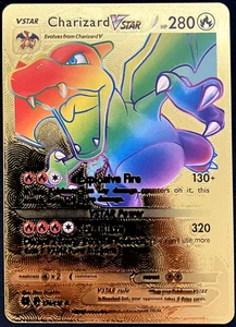 Charizard Vstar Rainbow Gold Foil Textured Display Card - Picture 1 of 2