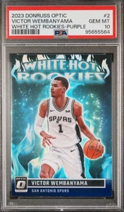 2023-24 Donruss Optic Victor Wembanyama White Hot Rookies (Purple) PSA 10 GEM MT - Bild 1 von 2