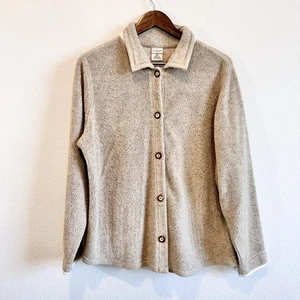 L.L.Bean Camicia Donna Pile Giacca Bottoni Frontali Sherpa Shacket Beige Large - Foto 1 di 8