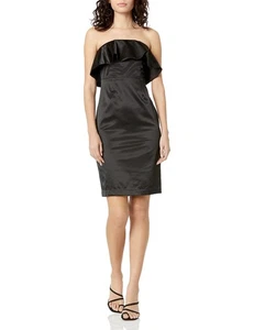 Paris Sunday Damen trägerloses Satin Etuikleid schwarz X-Small - Bild 1 von 2