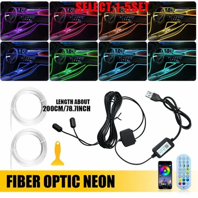 LED Light Neon Trim Glow Optic Car Fiber Strip Interior Ambient Lighting 1-5X - Image 1 of 2