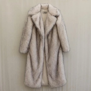 Men's Faux Fur Coat Winter Imitation Mink Fur Coat Long Large Fur Collar Jacket - Picture 1 of 14