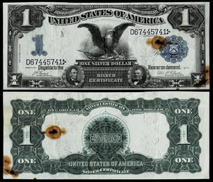 1899 $1 BLACK EAGLE SILVER CERTIFICATE NOTE~~ EXTRA FINE DETAIL NET HOLES & RUST - Picture 1 of 1