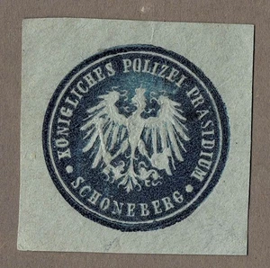 Briefsiegel Preußen / Berlin: KÖNIGLICHES POLIZEI-PRÄSIDIUM SCHÖNEBERG - Bild 1 von 1