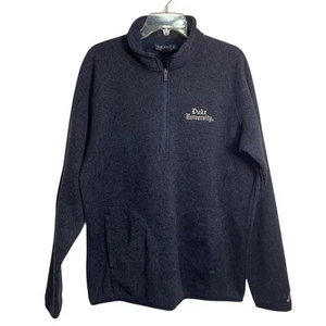 League Duke University Fleece Lined Sweater 1/4 Zip Size Large Blue Space Dye - Picture 1 of 6