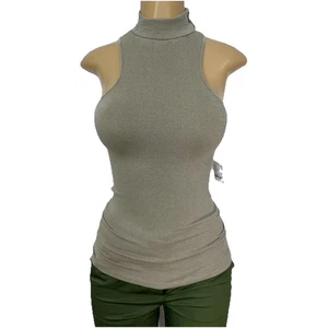 Camiseta sin mangas Free People con textura oliva cuello falso cami camisa ajustada talla M/L informal - Imagen 1 de 13