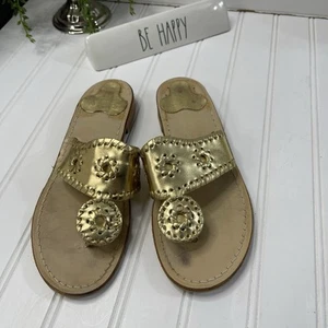 Jack Rogers Navajo Gold Classic Sandal Flip Flop Womens Size 6 - Picture 1 of 12