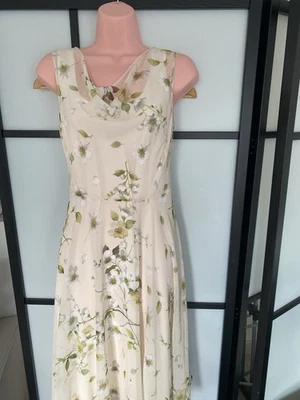 ABITO MIDI SVASATO HOBBS CHERRY BLOSSOM TRASPARENTE FLOREALE CHIFFON ANNI 50 8 NUOVO SENZA ETICHETTE £169 - Immagine 1 di 4