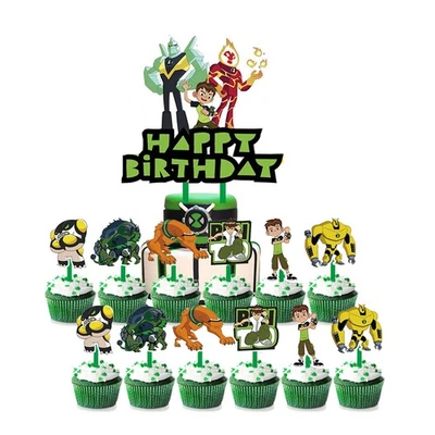 Ben10 Birthday Party Decor Supplies Cake Toppers Cupcakes Set Kit Decoration - Image 1 of 2
