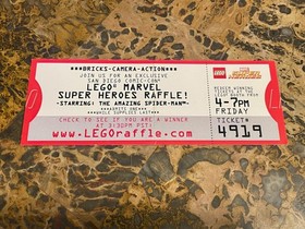 LEGO 2013 MARVEL SPIDERMAN SDCC RAFFLE TICKET ONLY VERY RARE!