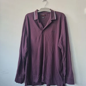 Mens Pierre Cardin Long Sleeve Jeraey T Shirt Size XXL 2XL Dark Red - Picture 1 of 10
