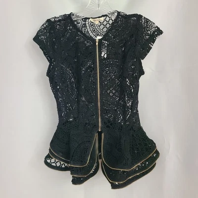 Top Love Culture Talla S Negro Encaje Transparente Romántico Gótico en Niveles Peplum Cremallera Borde Foto 1 de 4