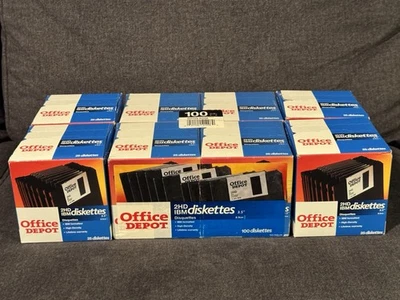 100 Pack Office Depot 2 HD IBM 3 1/2" Diskettes Blank Computer Disc New - Image 1 of 4