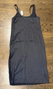 Vestido Abercrombie & Fitch Columna Satinada Midi Sin Mangas Abertura Negro Mediano M - Imagen 1 de 9