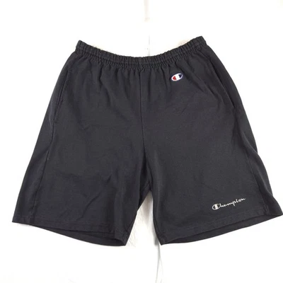 Vintage 90s Champion Sweat Gym Shorts Men Large 36-38 Black Faded Classic Logo - Image 1 of 4