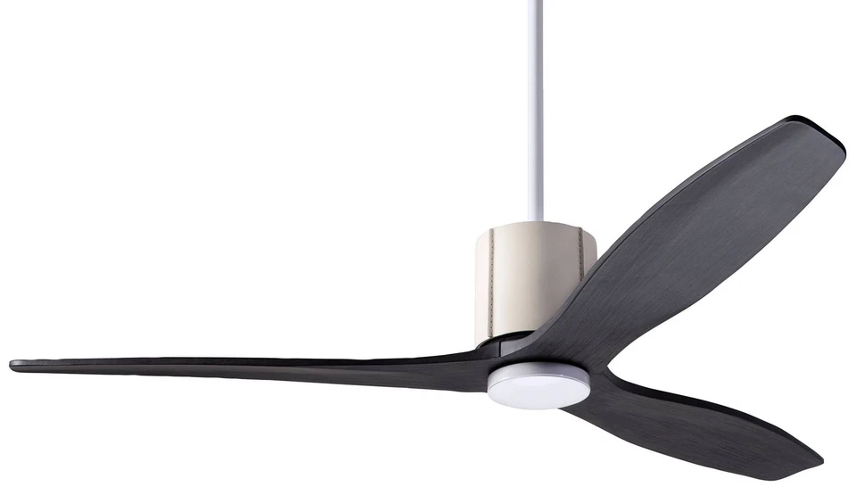 54" Modern Fan LeatherLuxe DC White Ebony Ceiling Fan with Remote - Image 1 of 1