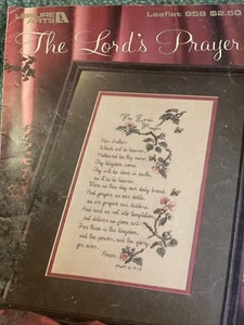 1990 Cross Stitch Pattern THE LORD'S PRAYER Biblical Leisure Arts 958 - Picture 1 of 1