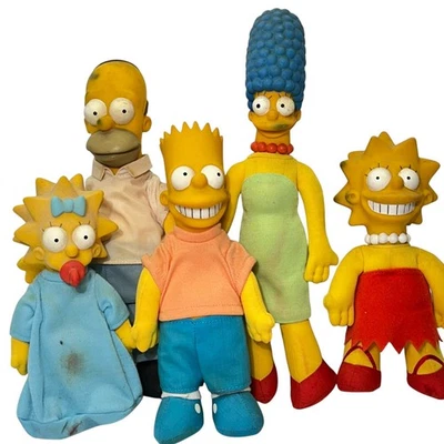 Lote de 5 Muñecas de Peluche de Colección 1990 Matt Groening Familia Los Simpson Cabeza de Plástico Foto 1 de 4