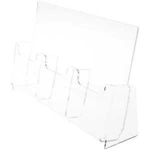 Plymor Clear Acrylic 3-Pocket Countertop Brochure Holder Up to 4" Wide Documents - Picture 1 of 1