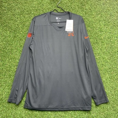Camisa masculina Nike Cleveland Browns grande cinza no campo vestuário NFL manga longa nova com etiquetas - Imagem 1 de 4