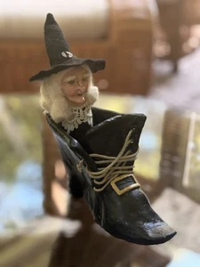 Vtg Vickie Smyers Halloween Witch In Shoe Bethany Lowe 8” - Picture 1 of 10