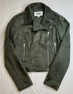 Steve Madden BB Dakota Faux Suede Moto Zipper Jacket Olive Green Women's Size XS - Picture 1 of 6