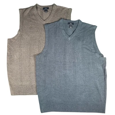 Lote de 2 Chaleco Suéter Dockers Para Hombre Grande Cuello en V Tejido Acanalado Textura Gris Azul Foto 1 de 4