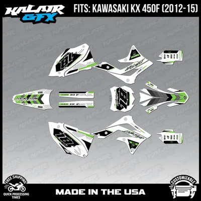 Graphics Kit for Kawasaki KX450F (2012-2015) KX 450F Rebel - GREEN-SHIFT - Image 1 of 4
