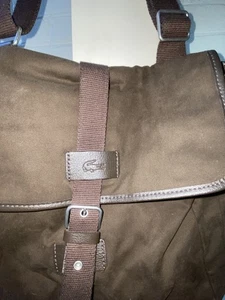 LACOSTE BRAUN CANVAS LEDERBESATZ CROSSBODY MESSENGER BAG HANDTASCHE - Bild 1 von 5
