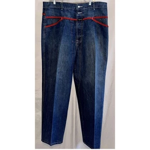 Vintage Marithe Francois Girbaud Men Sz 38M Baggy Wide Leg Red Trim 90s Y2K Jean - Picture 1 of 15