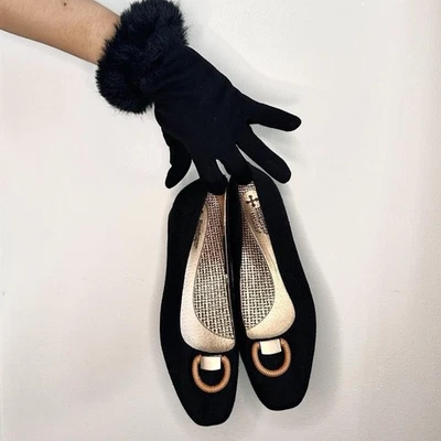 Baretraps | Pisos de ballet ortopédicos negros con detalle dorado marrón | Talla 8,5 Foto 1 de 4