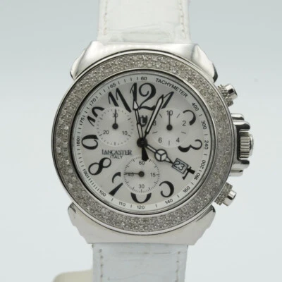 Lancaster Quartz Chrono Men's Watch 39Mm Steel Diamonds Papers Rare N044 - Image 1 of 4