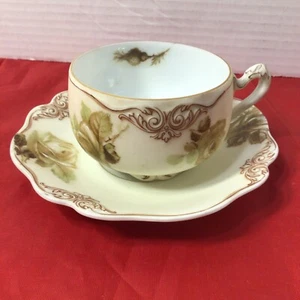 Vintage Hermann Ohme SILESIA Germany Old Ivory Floral Gold Trim TEETASSE & UNTERTASSE - Bild 1 von 8