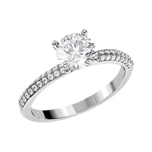 Diamond Ring IGI GIA Lab Grown 1.40 Ct Round Cut Fine 18k White Gold Wedding - Picture 1 of 11
