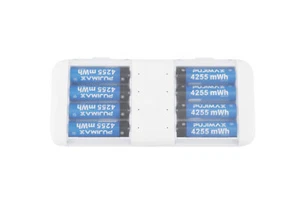 PUJIMAX Batterie Ricaricabili Litio AA 8 Con Caricabatterie Rapido 4255mWh 1,5V - Foto 1 di 9