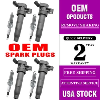 4 bobinas de encendido y 4 bujías OEM para Hyundai Equus Genesis y Kia Borrego UF611 Foto 1 de 4