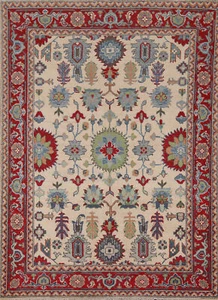 Geometric Tribal Style Kazak Hand-Knotted Bedroom Sized Rug 5x7 ft - Picture 1 of 20