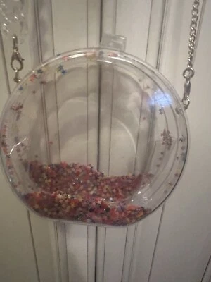 Bolsa de mão transparente iridescente - glitter confete - Imagem 1 de 4