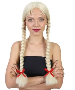Adult SALE! Dutch School Girl Long Blonde Braids Wig Party Costume Hair HW-184A - Picture 1 of 7