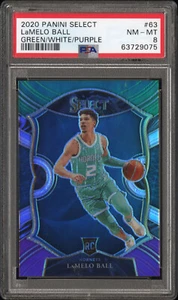 LaMelo Ball 2020 Select #63 verde blanco púrpura Prizm Hornets - PSA 8 casi nuevo-como nuevo - Imagen 1 de 2