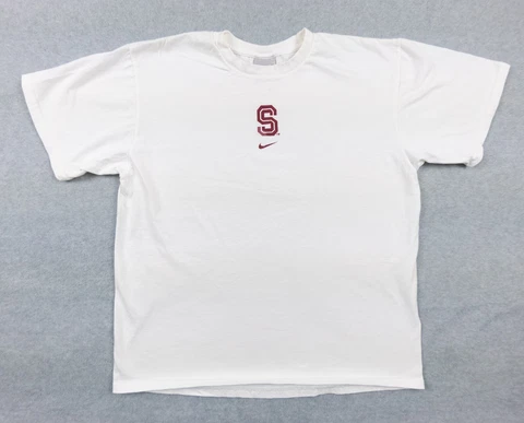 Vintage Stanford University Shirt Adult Large White Short Sleeve College Nike Cover