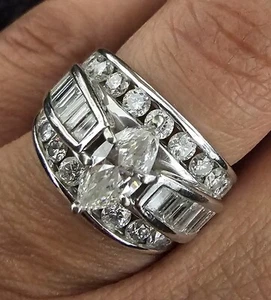 14K White Gold Diamond Ring 3.25CT - Picture 1 of 12