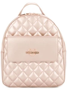 LOVE MOSCHINO Backpack Large Size Quilted Pearl Rose Gold Pink Limited Edition - Picture 1 of 9